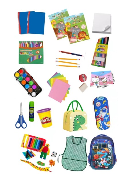 Kit completo de útiles escolares.