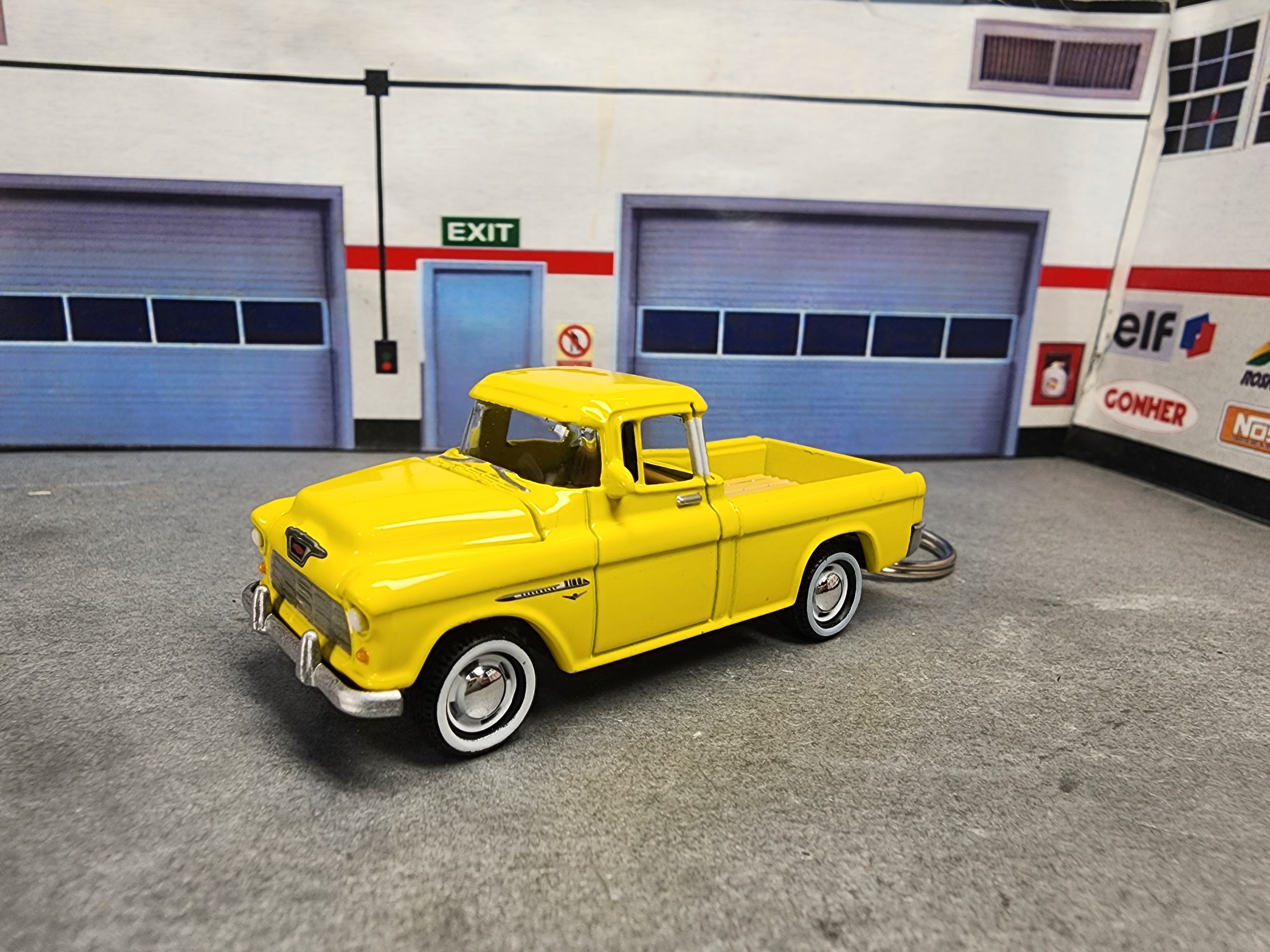 Vintage 1955 Chevy Cameo Pickup Keychain, Diecast 1:64 Scale