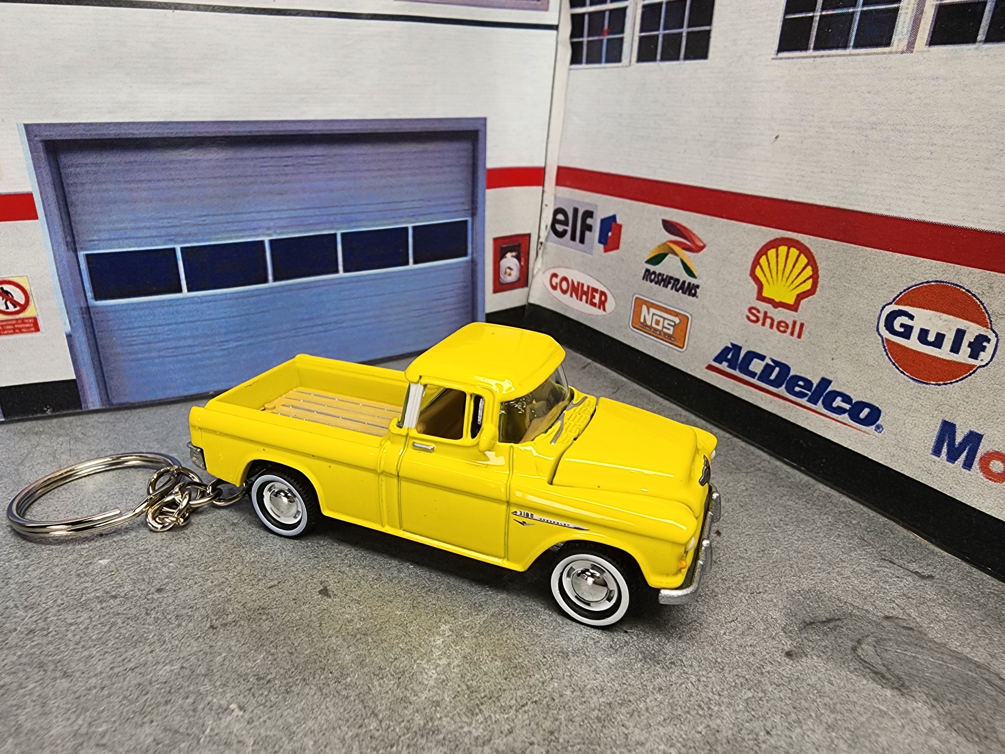 Vintage 1955 Chevy Cameo Pickup Keychain, Diecast 1:64 Scale