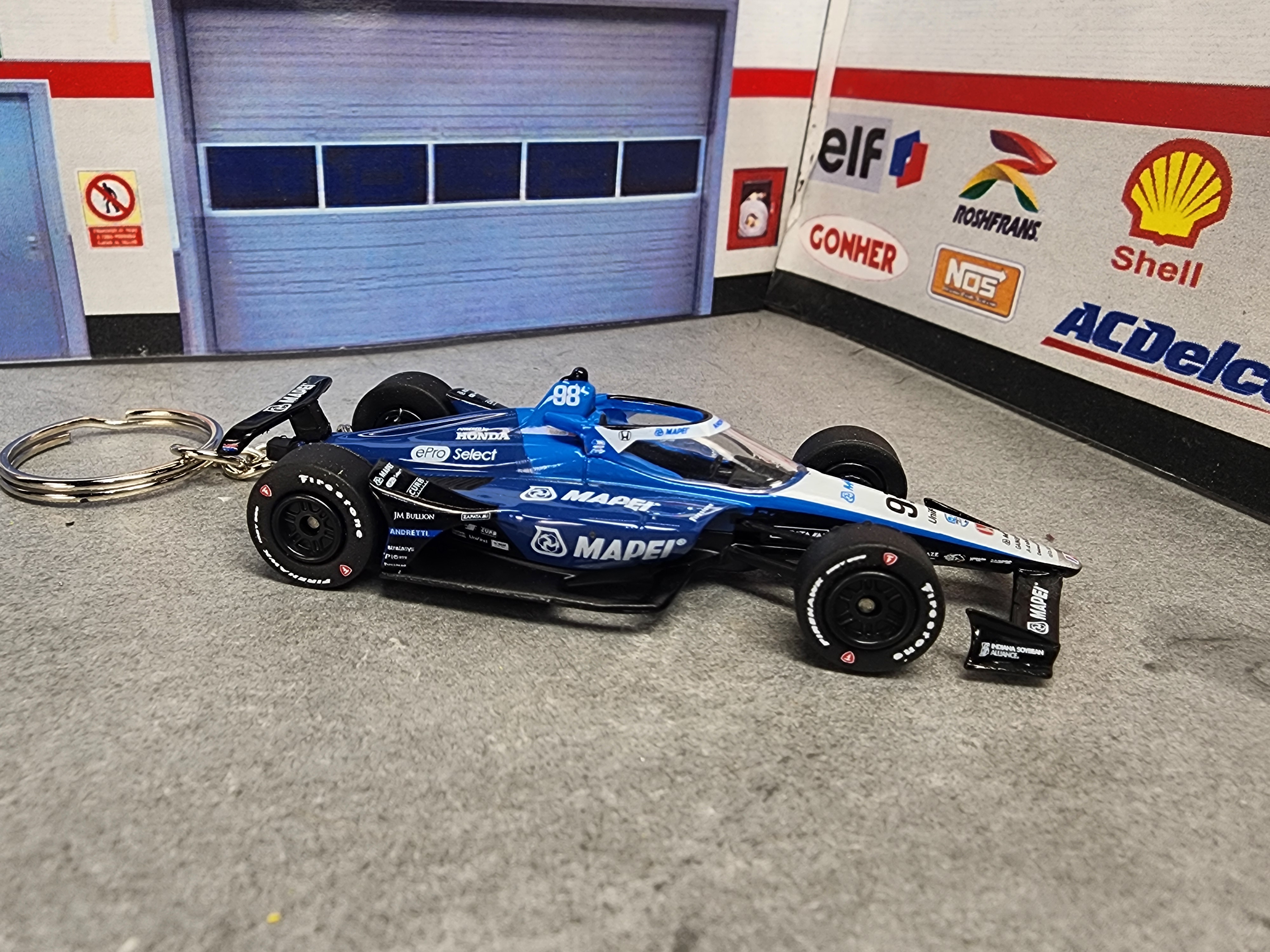 Team Andretti Indycar Keychain, #98 Driven by Marco Andretti, Diecast 1:64 Scale