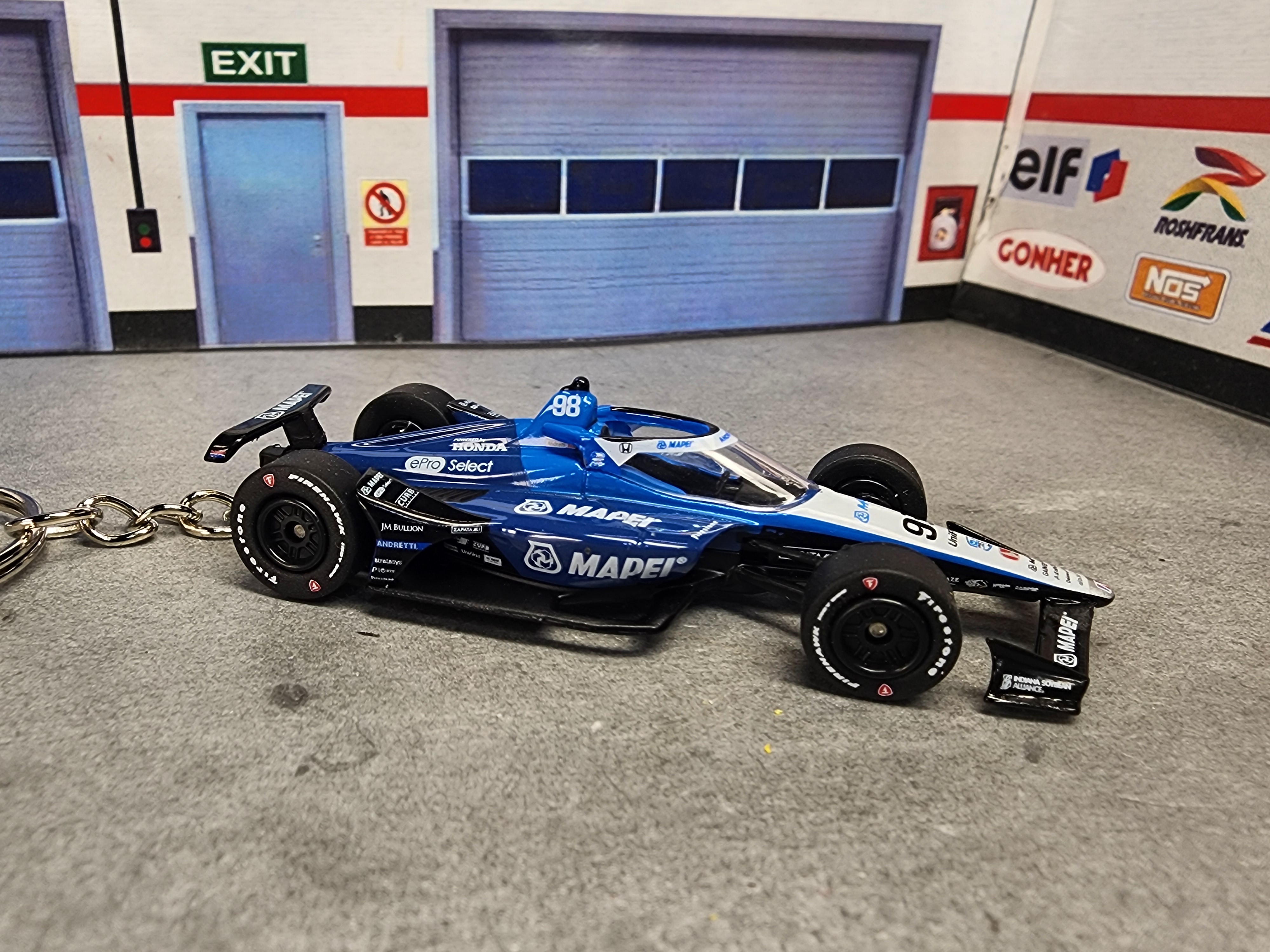 Team Andretti Indycar Keychain, #98 Driven by Marco Andretti, Diecast 1:64 Scale