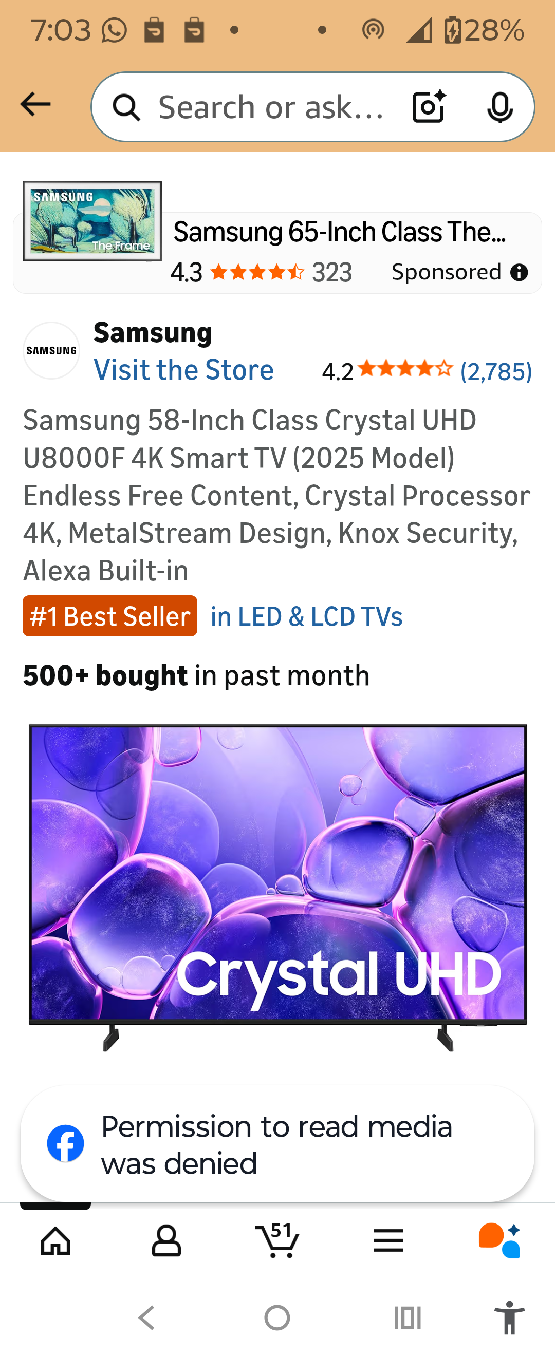 Samsung 58-Inch Crystal UHD 4K Smart TV