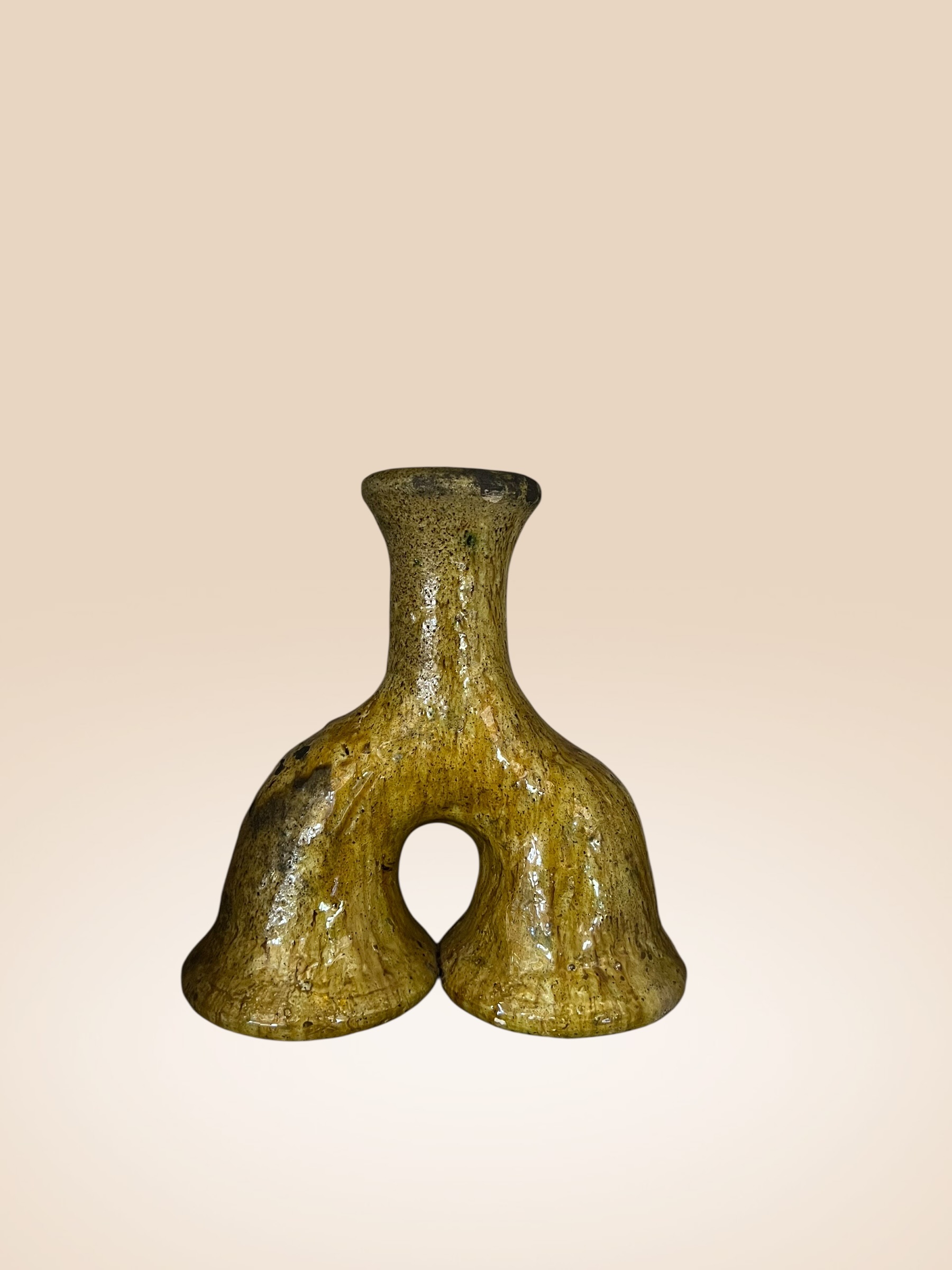 Rustic Double-Spout Ceramic Vase