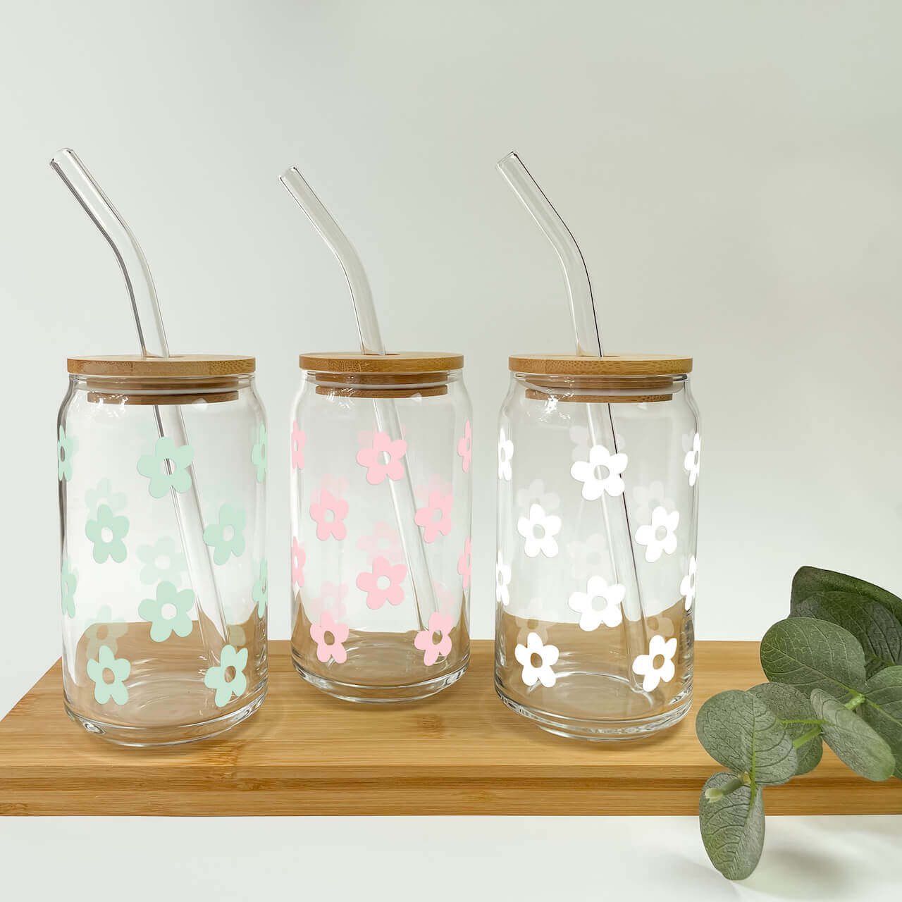 Glass Tumblers w/Lid & Straw