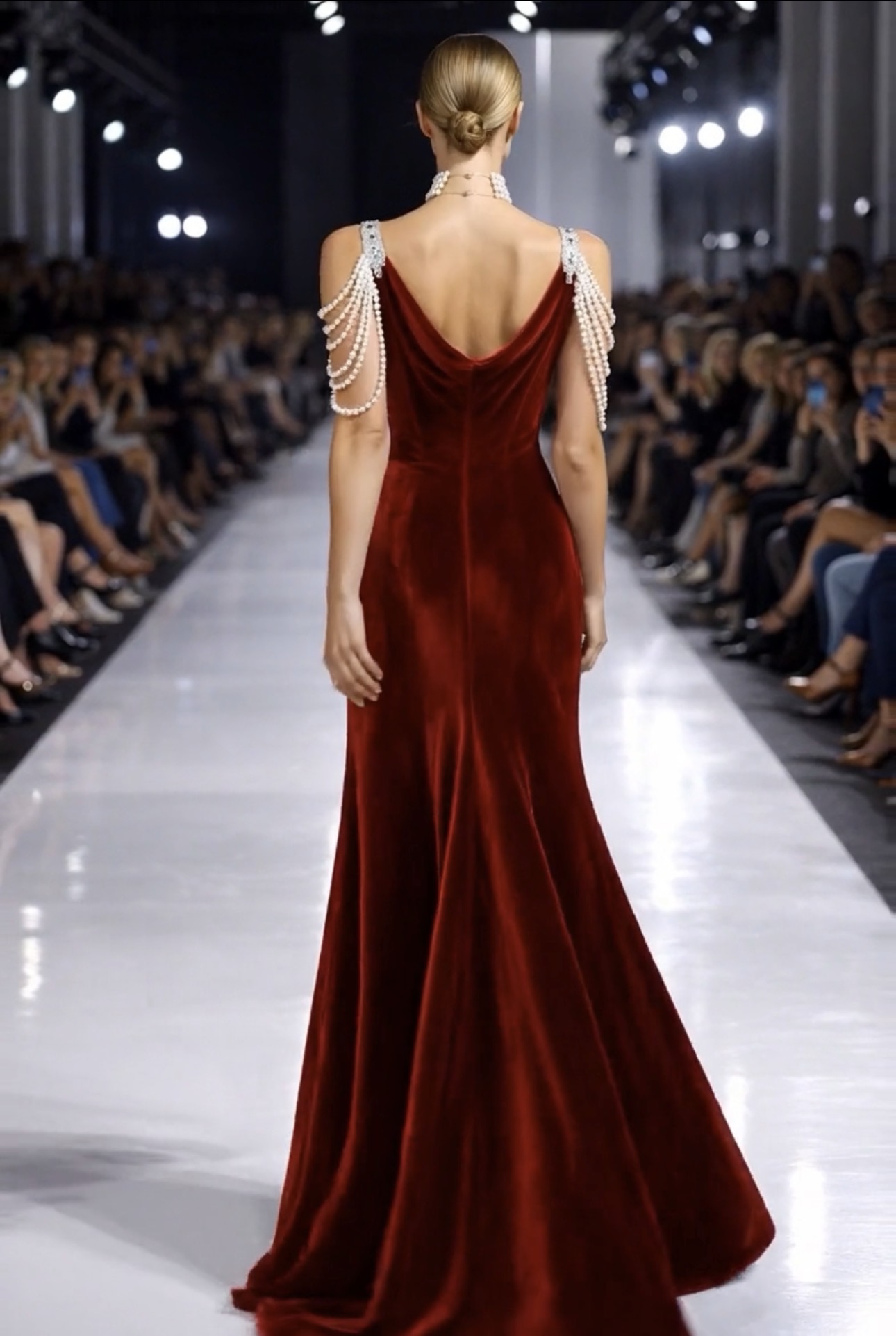 Crimson Empress Pearl Gown