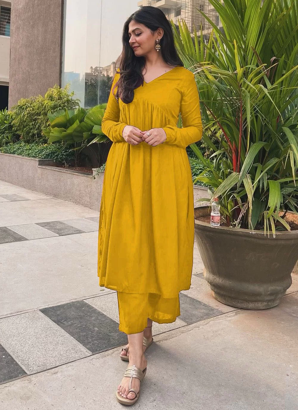 Yellow Cotton Kurta Set