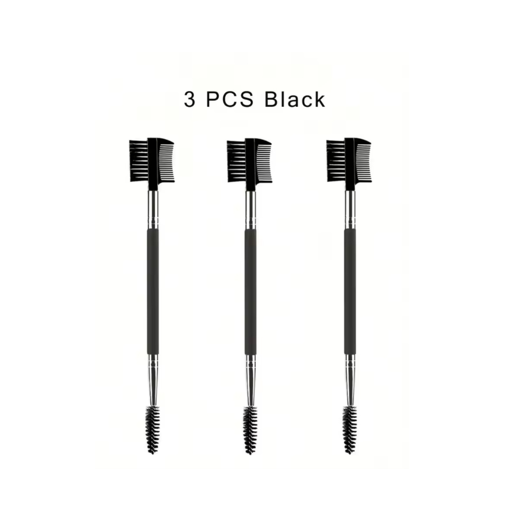 Kit 3  Pinceis Duplo Para Sobrancelha Escovinha Aleatória