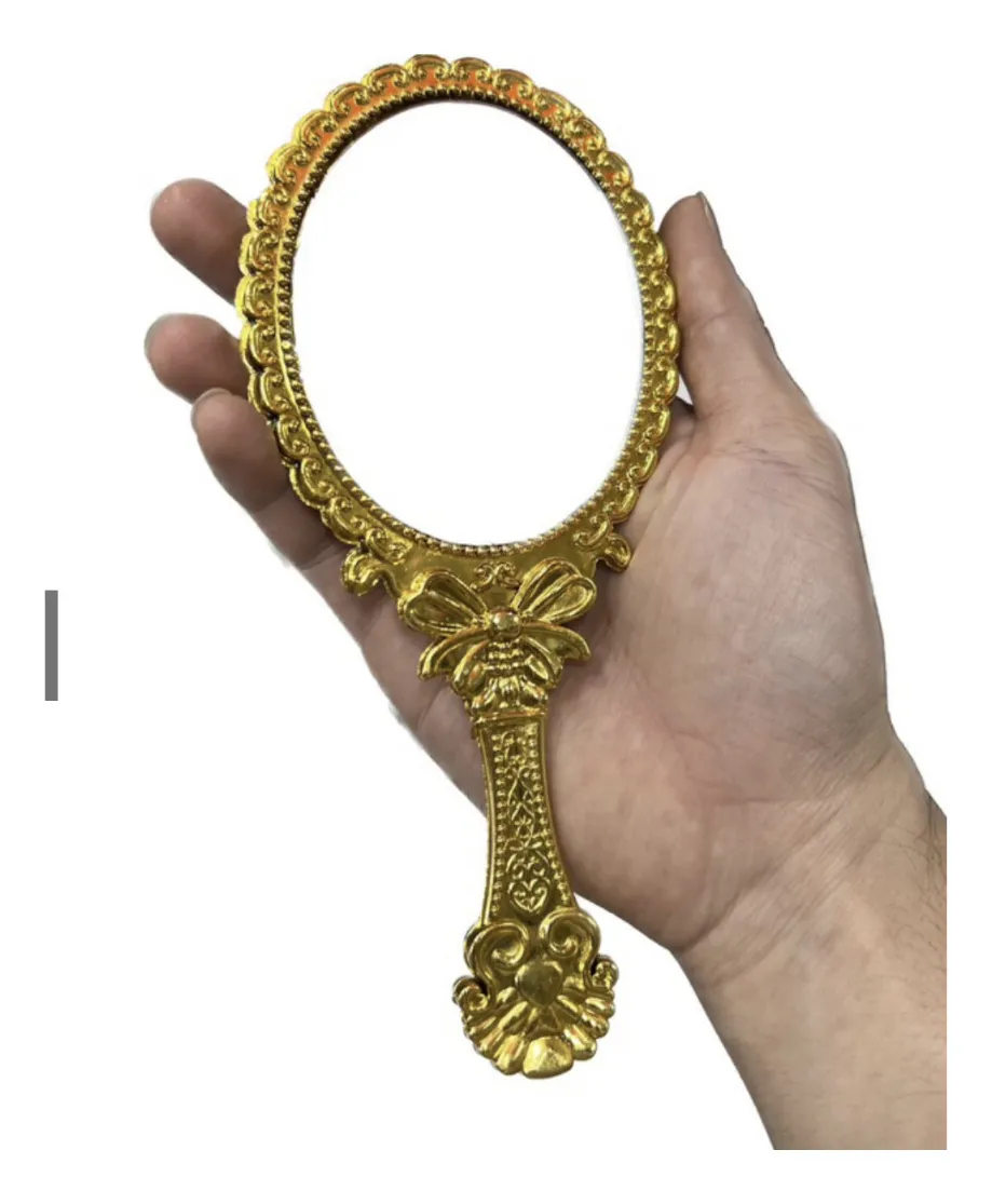 Espelho Princesa de Mão Dourado