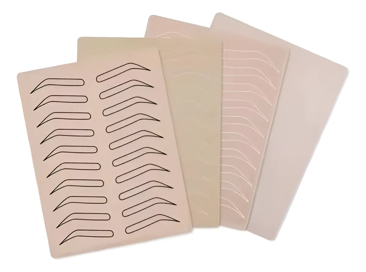 3 X Pele Sintética Para Treino Sobrancelha Microblading Bege Desenho Sobrancelha