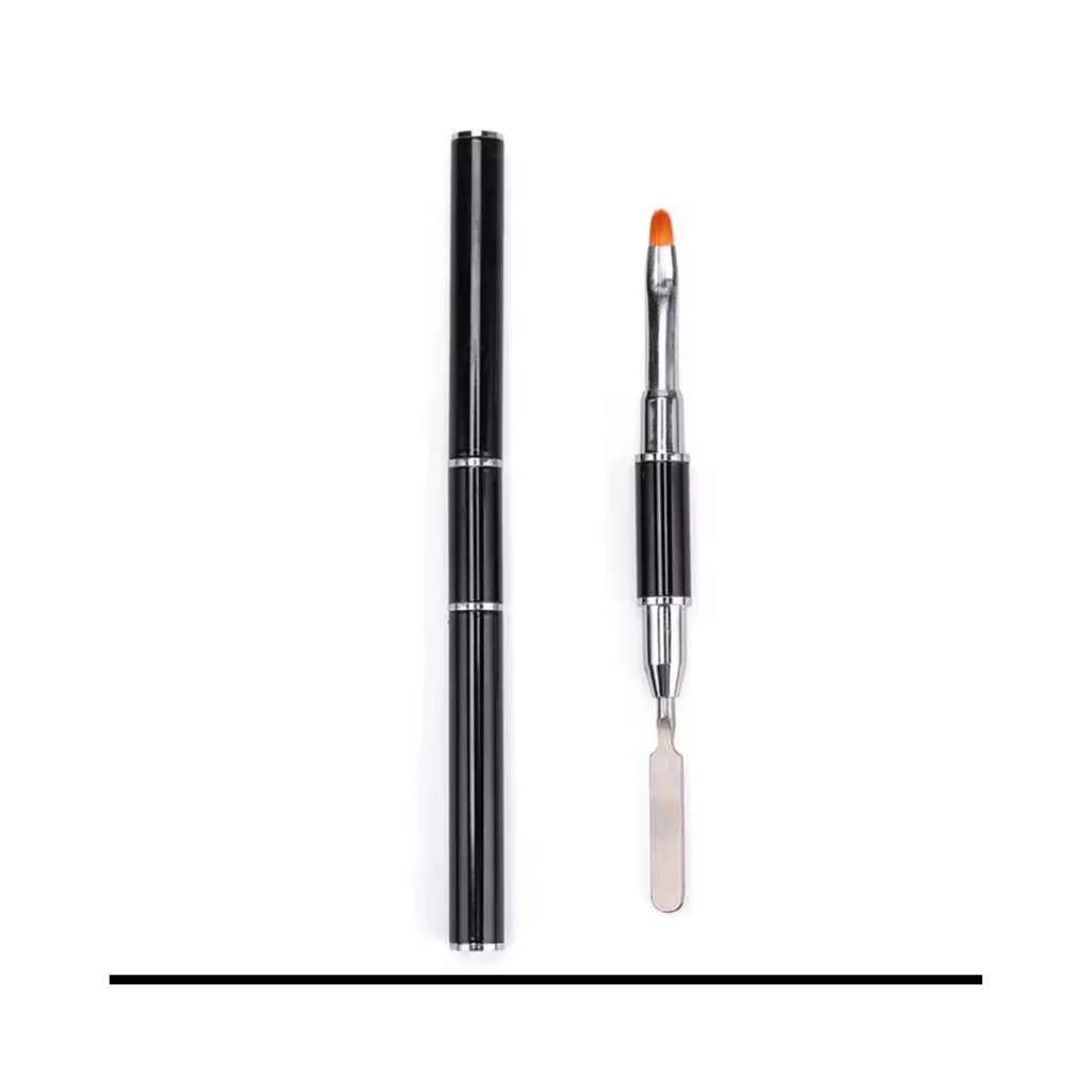 Pincel Espátula Polygel Ponta Dupla para Construção de Unhas em Gel