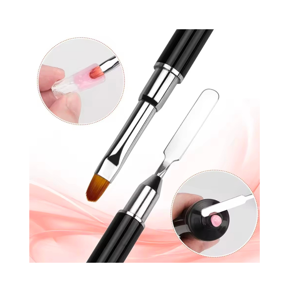 Pincel Espátula Polygel Ponta Dupla para Construção de Unhas em Gel