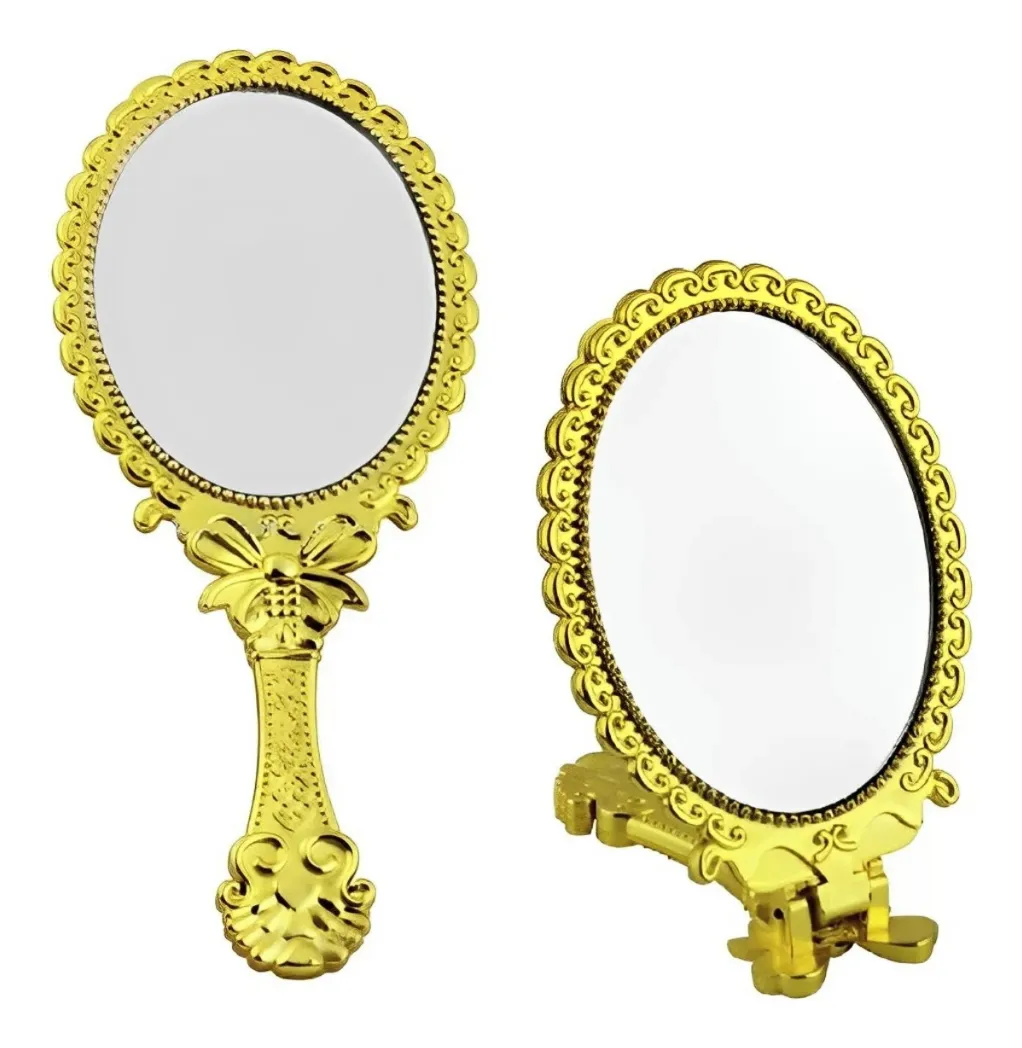 Espelho Princesa de Mão Dourado