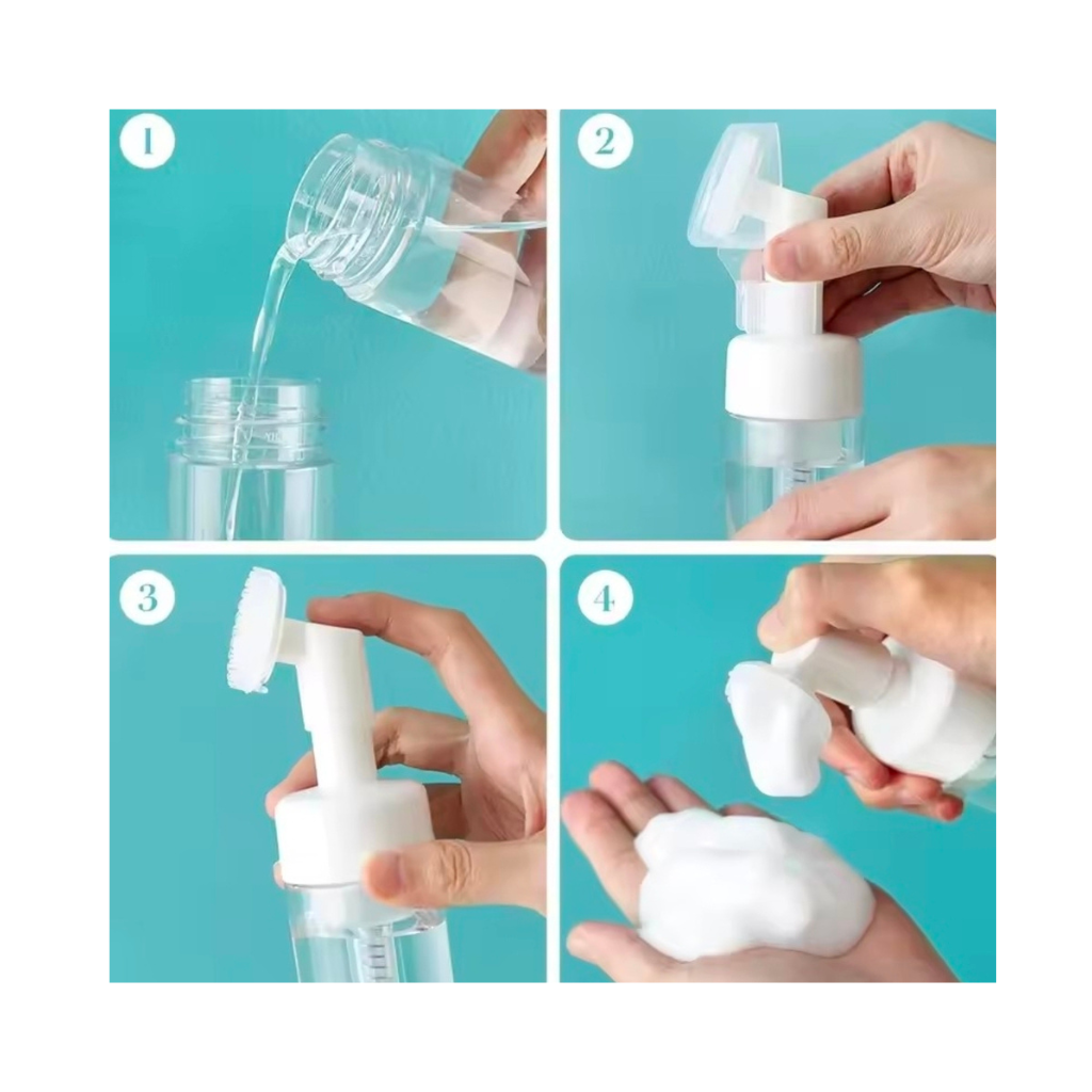 Frasco Pump Espumador Com Escova de Silicone Skincare