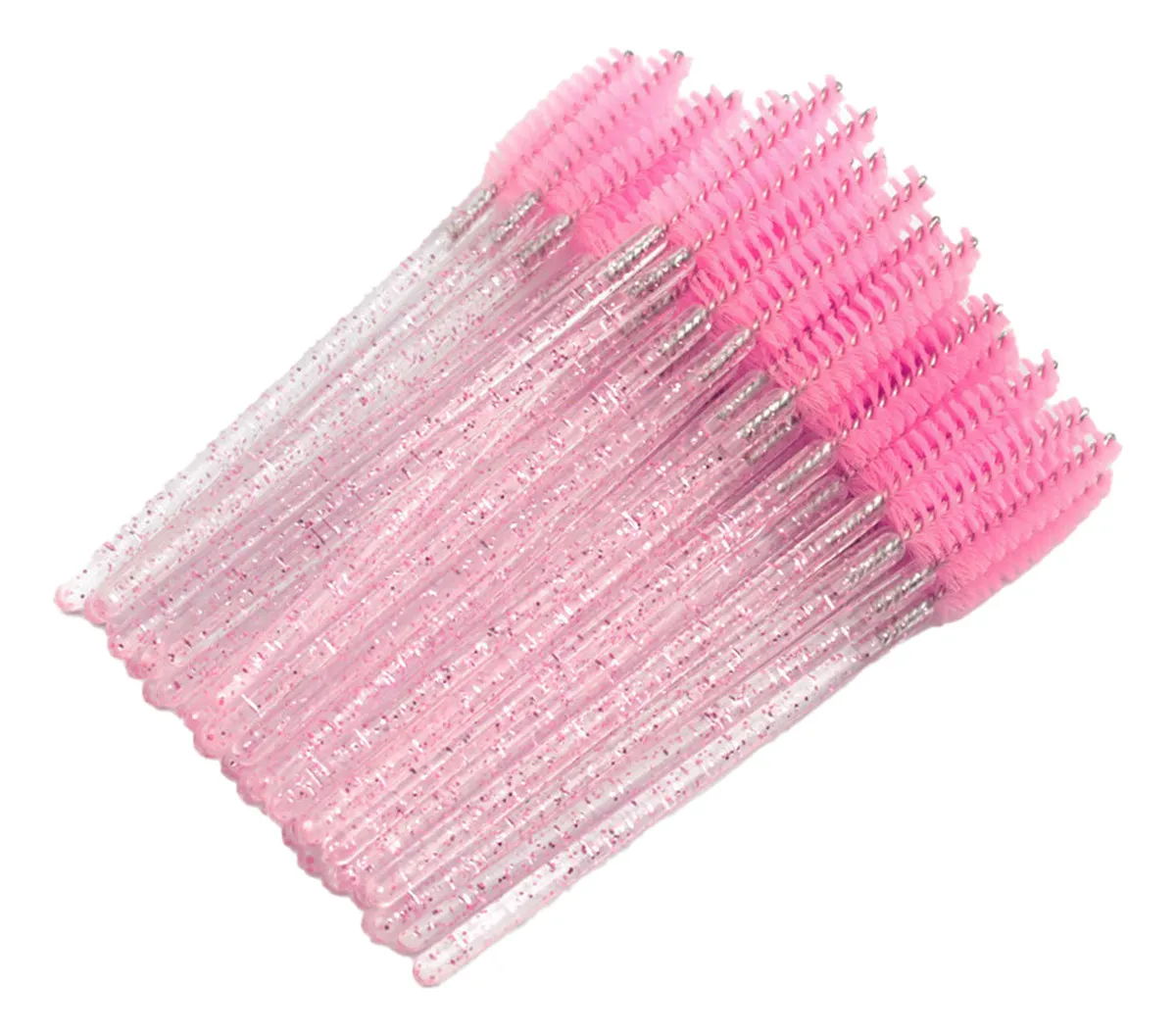 100 Escovinhas Cílios + 100 Anel Batoque Cola Henna Cor Rosa+12mm