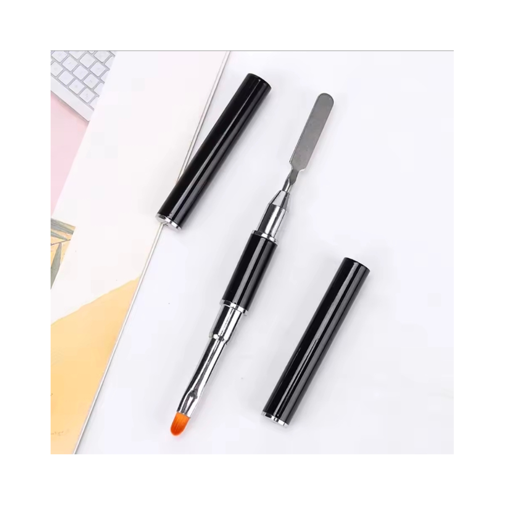 Pincel Espátula Polygel Ponta Dupla para Construção de Unhas em Gel