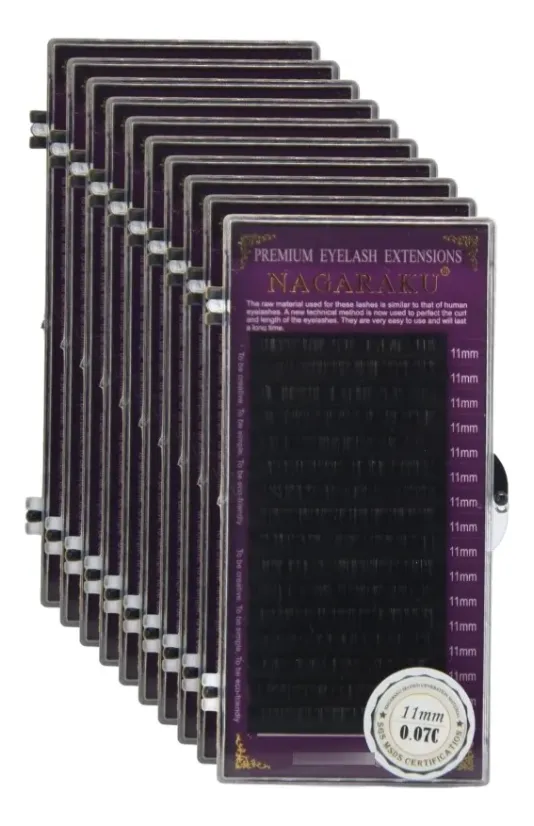 Kit 5un Cílios Nagaraku Fio  D  0.07  0. 08 - 0.15 Volume