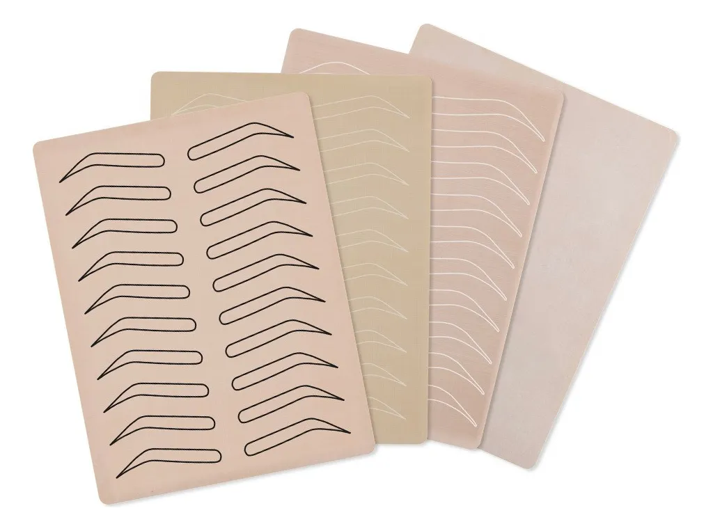 3 X Pele Sintética Para Treino Sobrancelha Microblading Bege Desenho Sobrancelha