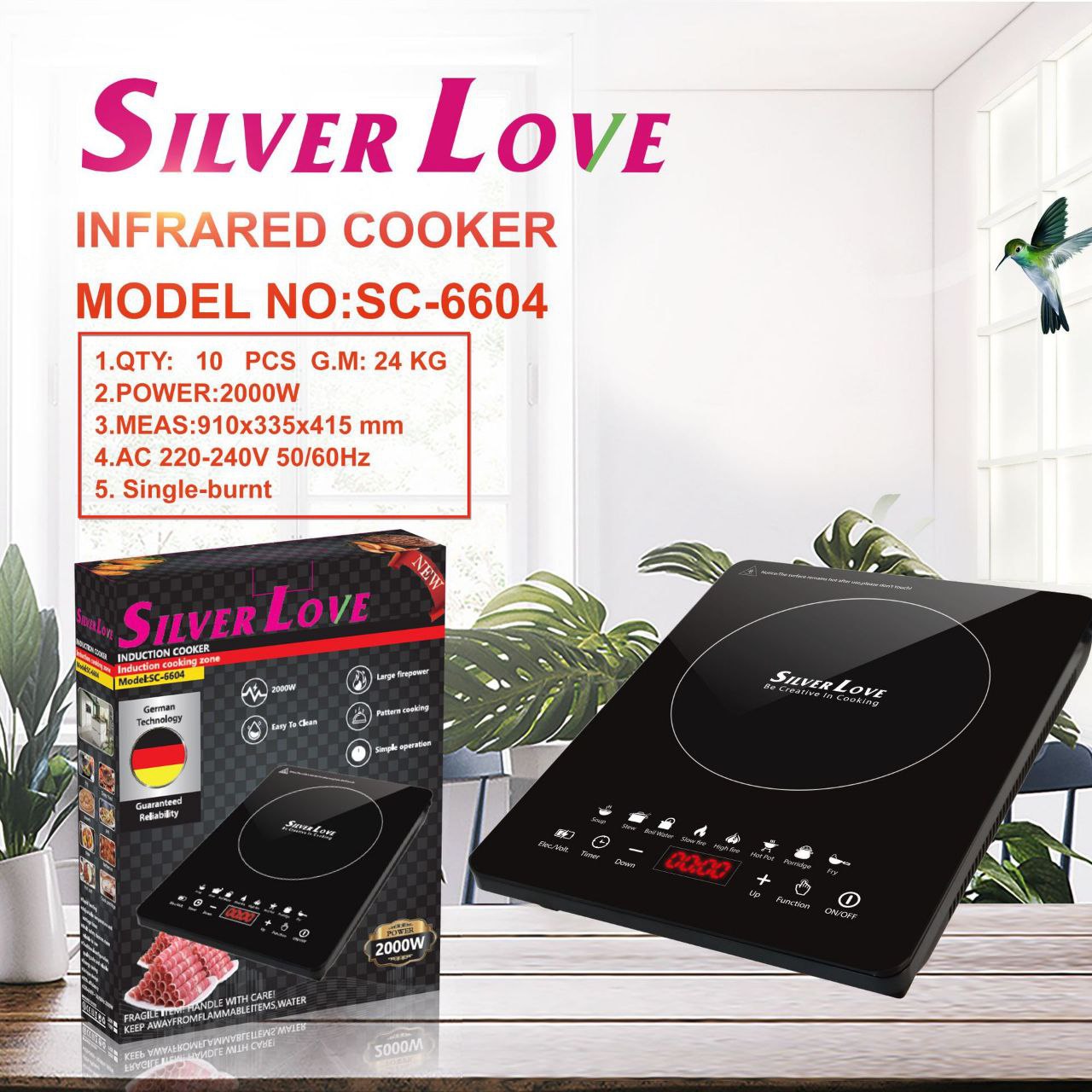 2200W Silver Love Black Induction Cooker