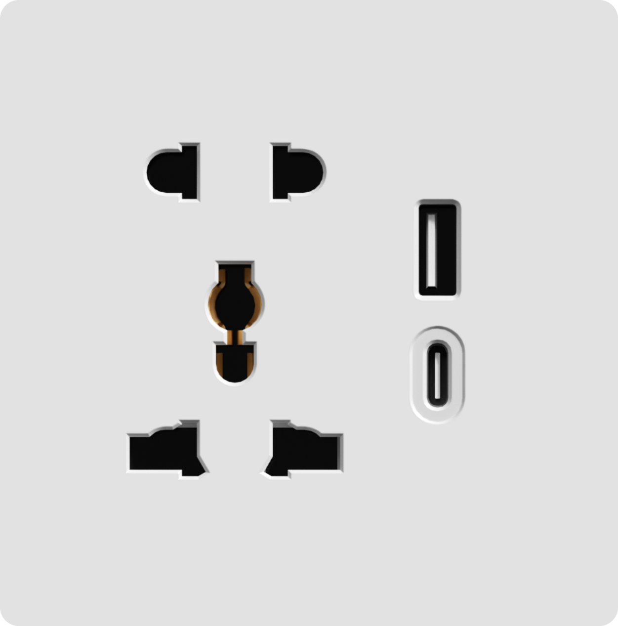 16A universal socket with USB +type C charging port