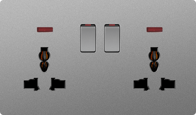 Twin 16A universal socket with NEON
