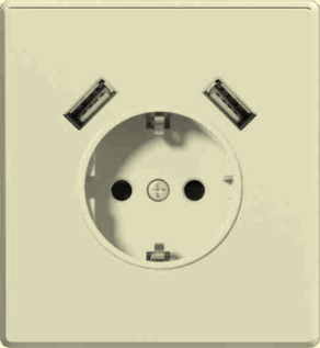 2P+E schuko socket mechanism with dual USB charging port