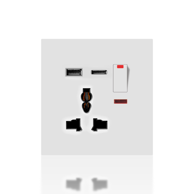 13A universal socket with USB charging port type A type C