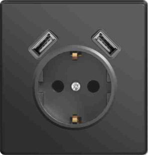 2P+E schuko socket mechanism with dual USB charging port