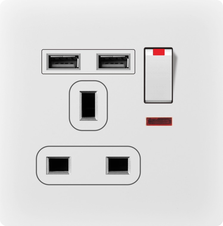 BS 13A switched socket