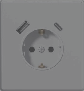 2P+E schuko socket mechanism with USB + Type C charging port