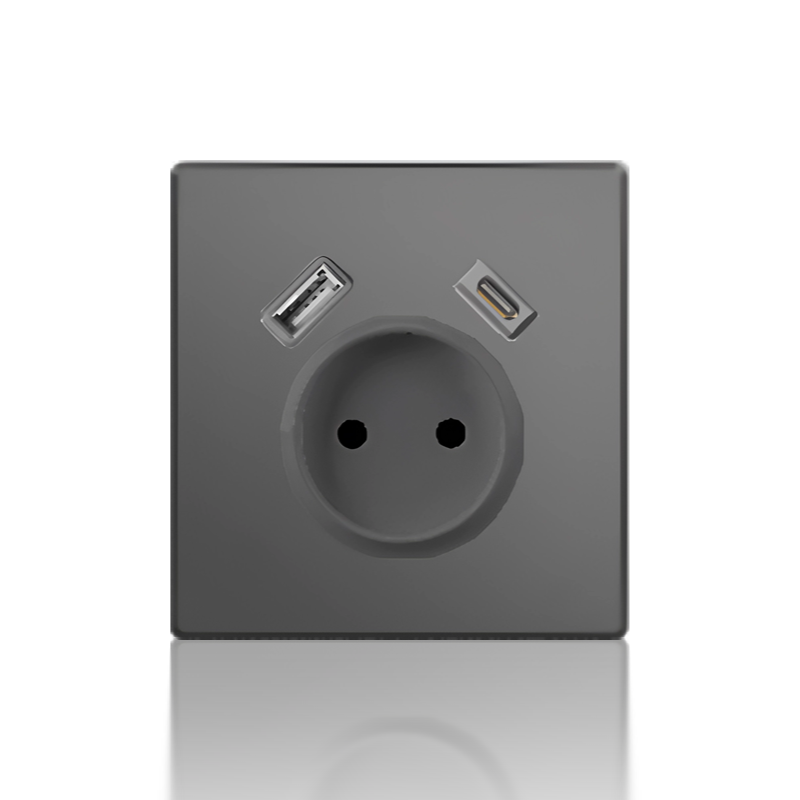 2P European socket with USB + Type C charging port