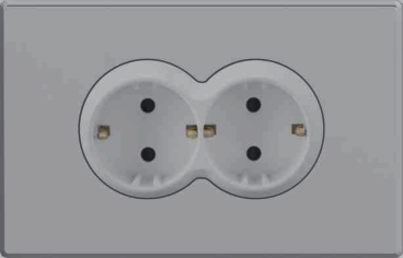 Twin 2P+E schuko socket mechanism