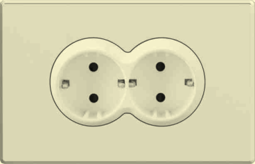 Twin 2P+E schuko socket mechanism