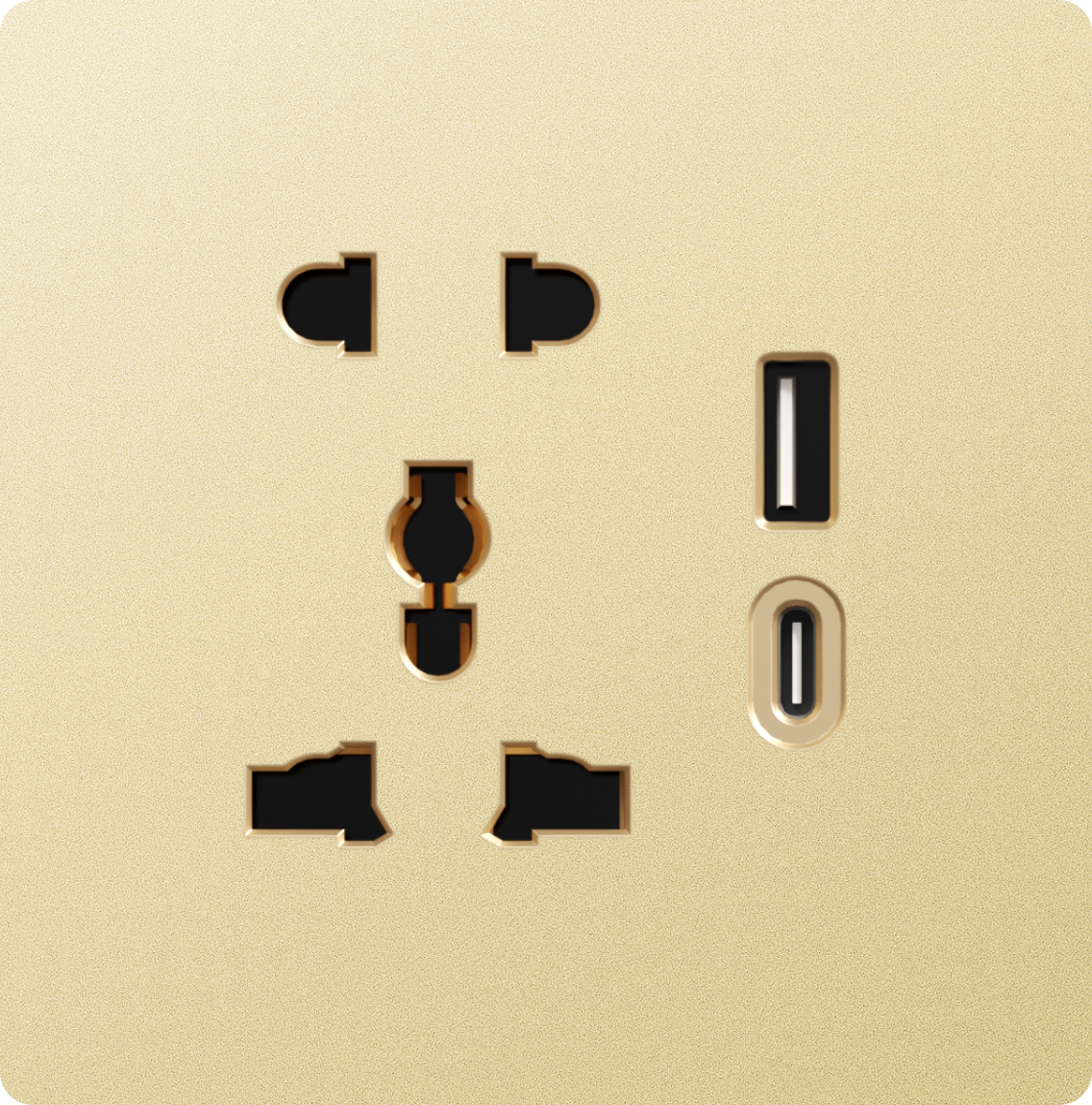 16A universal socket with USB +type C charging port