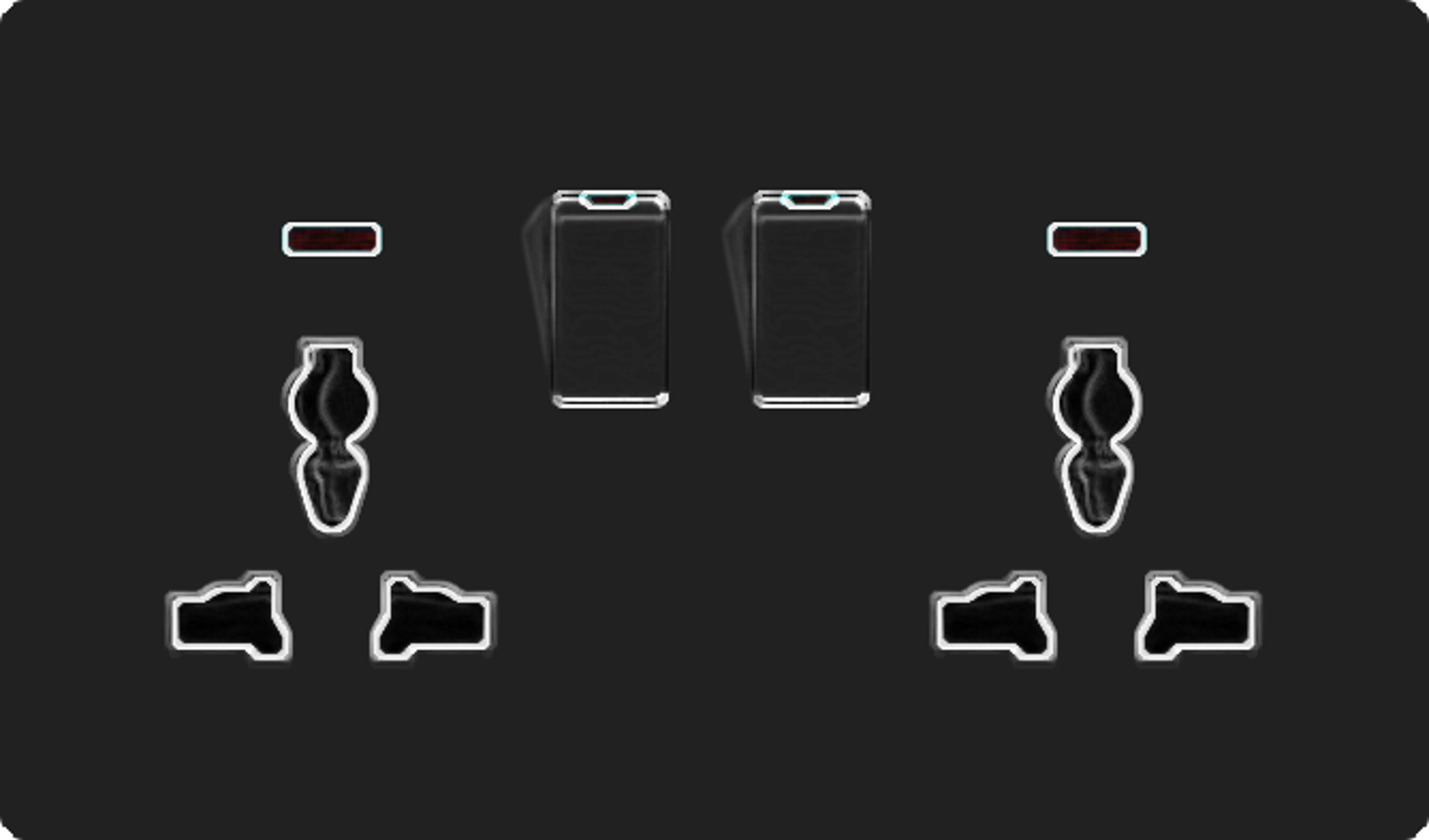 Twin 16A universal socket with NEON