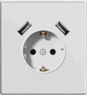 2P+E schuko socket mechanism with dual USB charging port