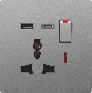 13A universal socket with USB charging port type A type C