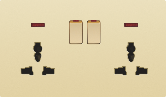 Twin 16A universal socket with NEON