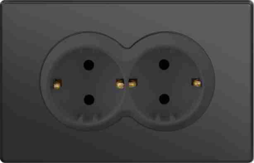 Twin 2P+E schuko socket mechanism