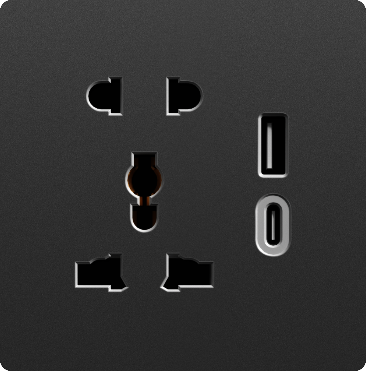 16A universal socket with USB +type C charging port