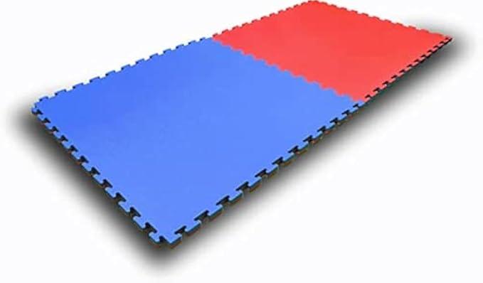 Eva Foam Interlocking Protective Gym flooring mats, Adult Exercise, Yoga,Kids Playground, Outdoor Workout, Toys, Flooring Puzzles, (Multicolor 4 Tiles 50 * 50 cm) (0.78 Inch In Thickness, Red/Blue)