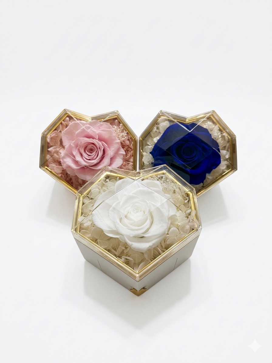 Rosa Eterna con box a cuore e collanina
