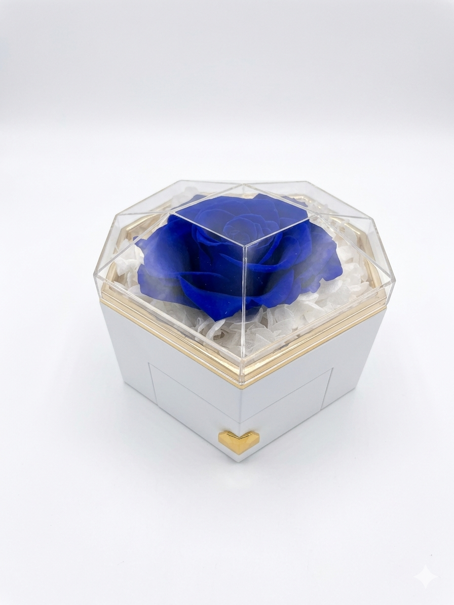 Rosa Eterna con box a cuore e collanina