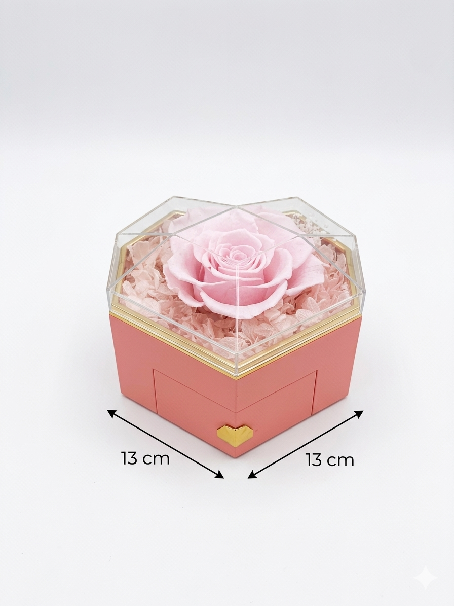 Rosa Eterna con box a cuore e collanina