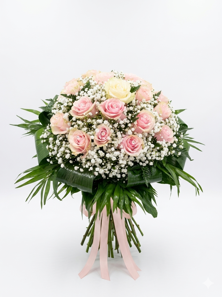 Bouquet di Rose Rosa e Bianche