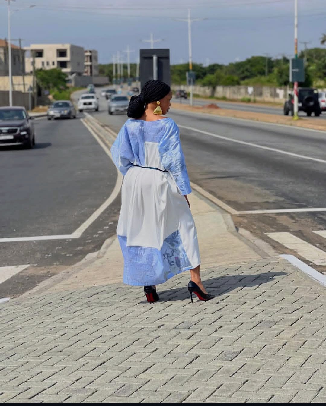 Blue Patterned Kimono Dress