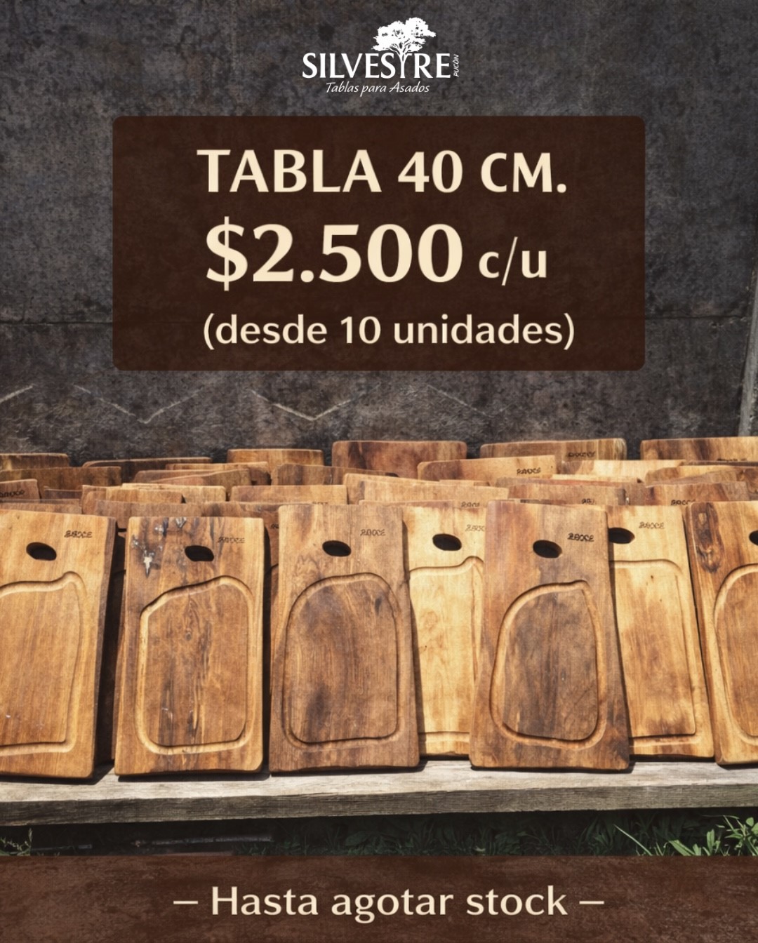Tabla asado 40 cm. Oferta al comprar mas de 10 unidades, hasta agotar Stock