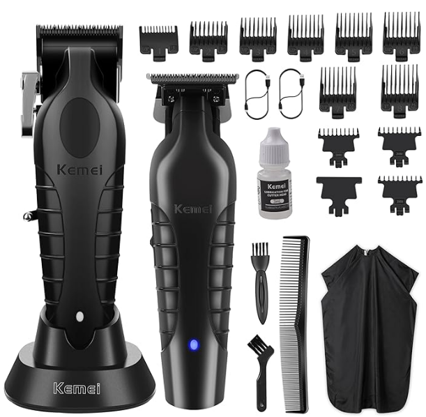 Kit de Máquina de Cortar Cabelo Kemei Profissional
