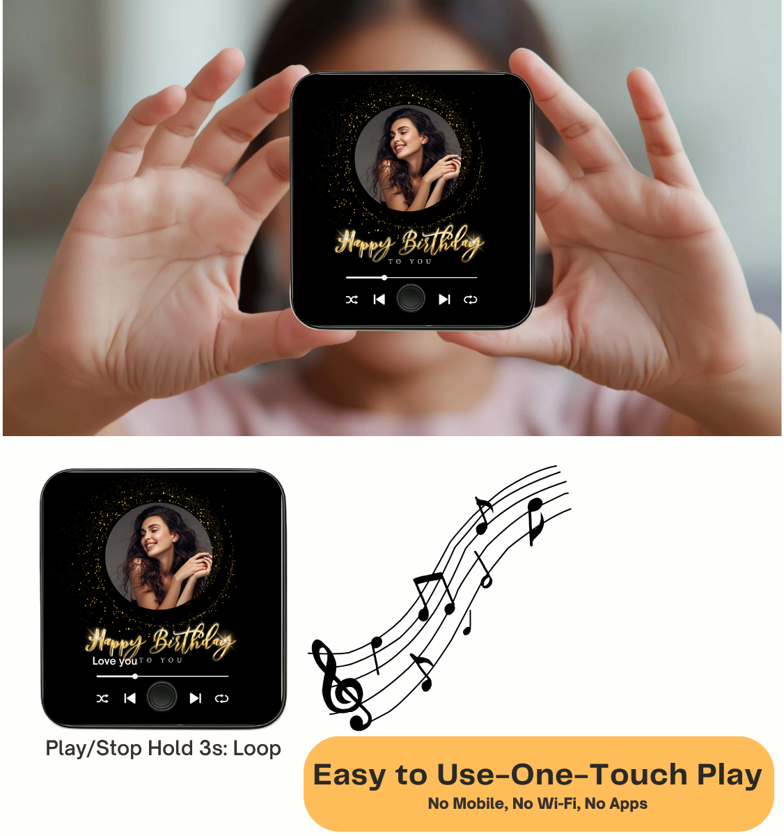 Personalized Birthday Photo Musical Fridge Magnet 