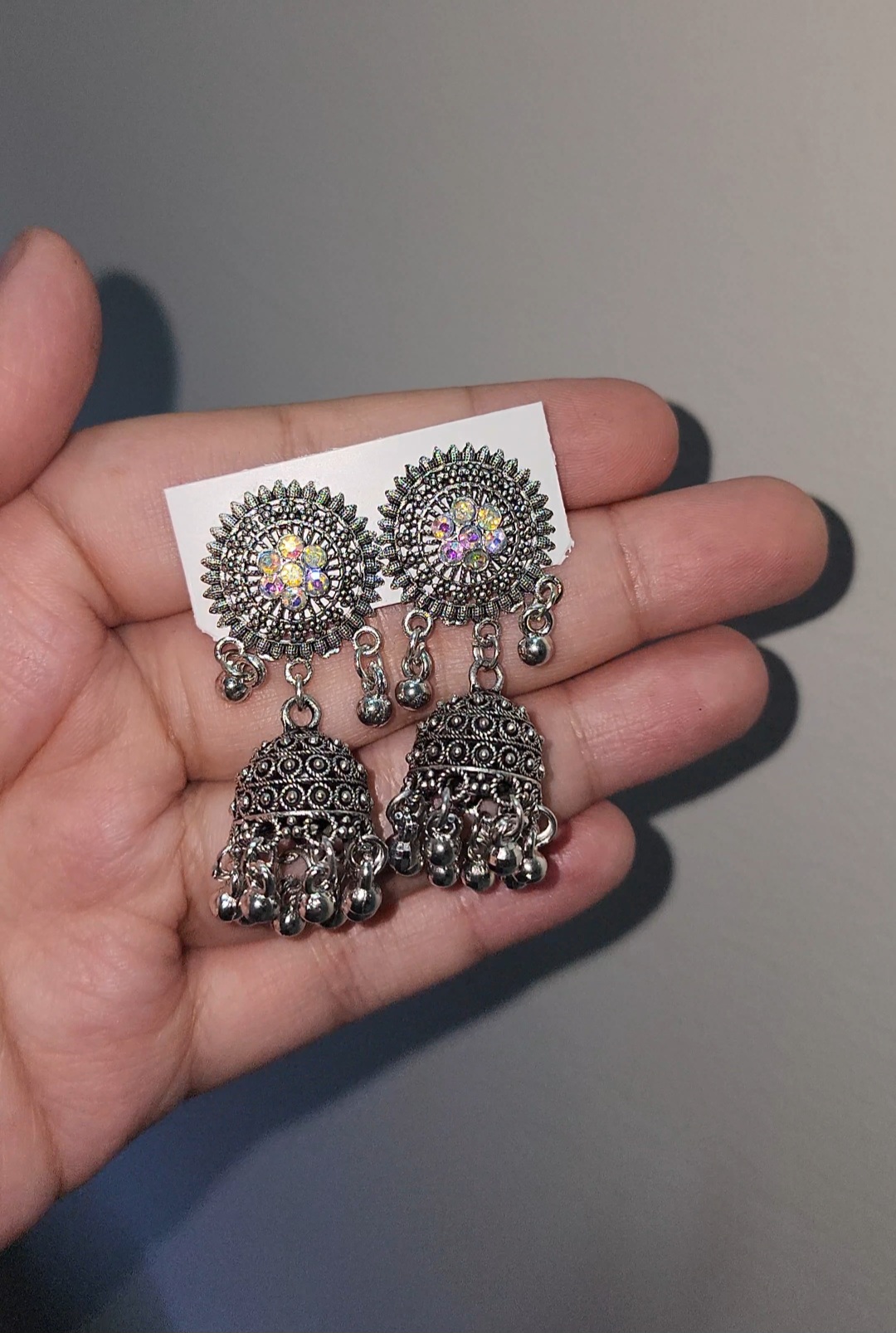 Oxidized silver jhumkiyan