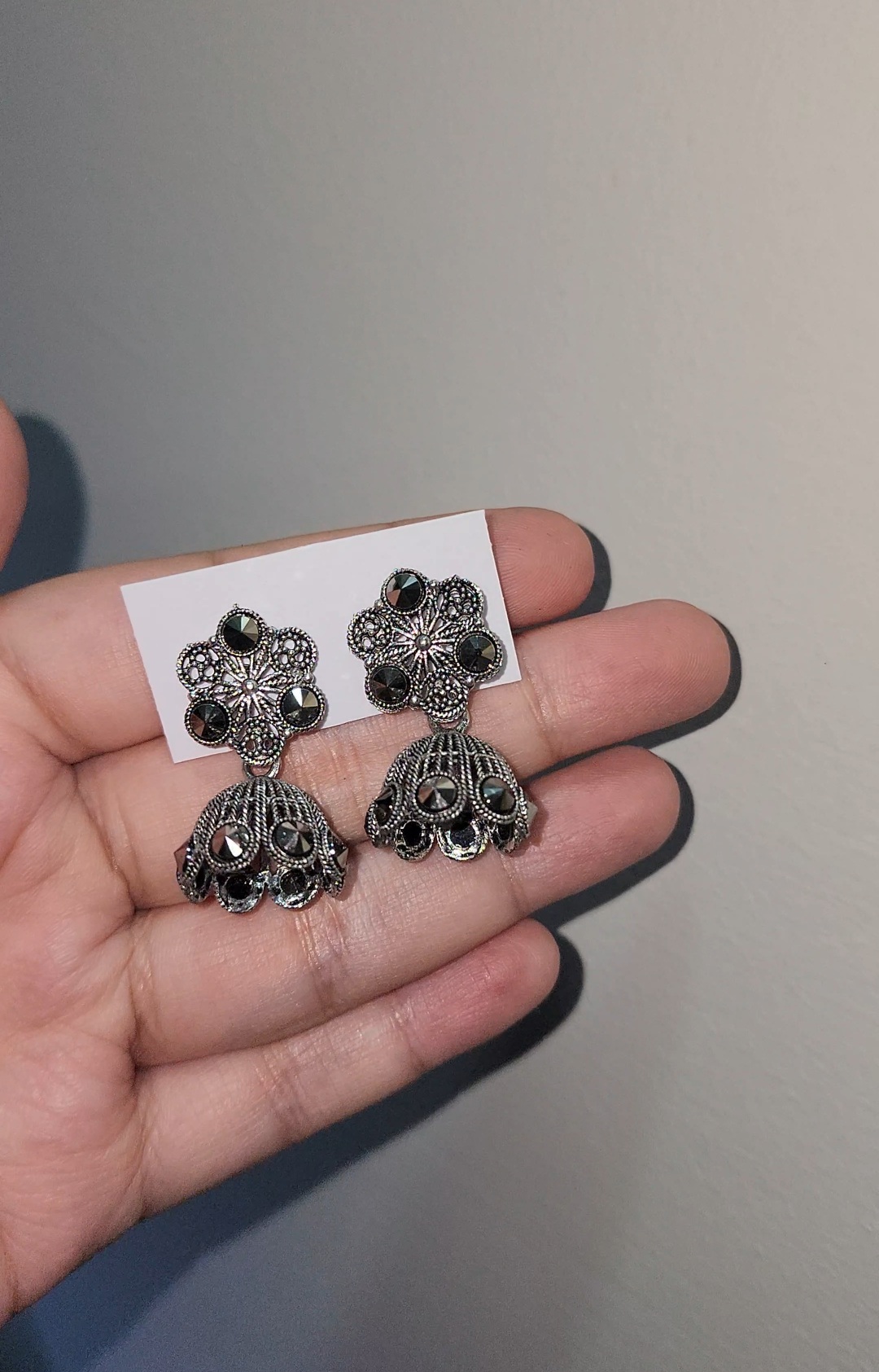 Oxidized silver jhumkiyan